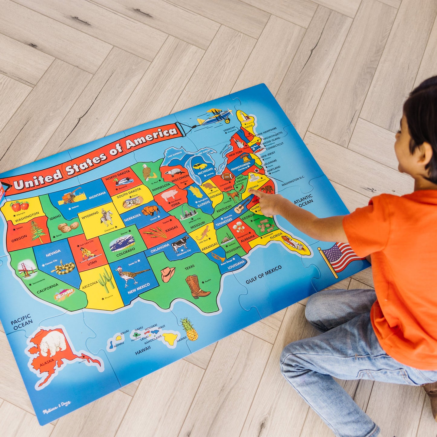 USA Map Floor Puzzle - 51 Pieces