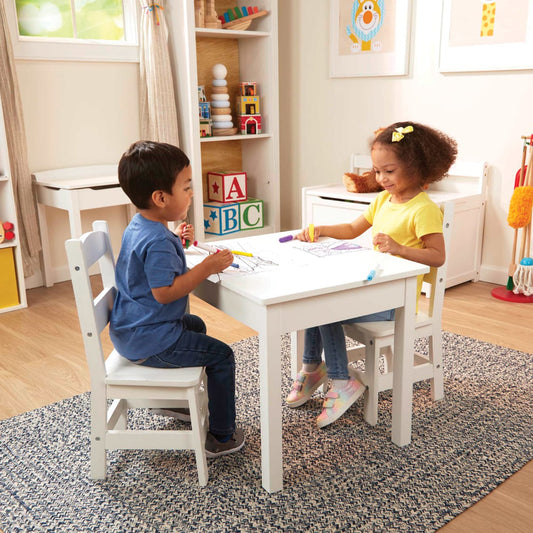 Wooden Table & Chairs - White